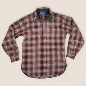 Vintage Pendleton Wool Red Gray‎ Plaid Button Shirt Country Traditionals Medium